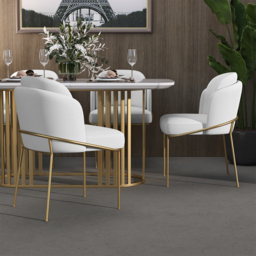 Modern Dining Chair Cotton & Linen with Upholstered Side Kitchen Chairs in White 2-Pieces - thumbnail 2