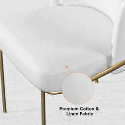 Modern Dining Chair Cotton & Linen with Upholstered Side Kitchen Chairs in White 2-Pieces - thumbnail 5