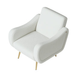 Modern White Boucle Accent Chair Armchair with Metal Leg in Gold - thumbnail 7