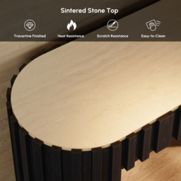 "Aura 60"" Ash Wood Fluted Black Console Table With Sintered Stone Top" - thumbnail 6
