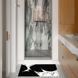 2 Pieces Black&White Geometric Bath Mat Set Marble Texture Non-slip Absorbent Rug Sets - thumbnail 6