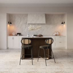 Mid-Century 129 cm Glossy Sintered Stone Top Kitchen Island with Storage, Smoked Brown - thumbnail 4