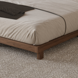Japanese Style King Low Bed Frame Solid Wooden Floor Bed in Walnut - thumbnail 9