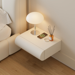 Humply Floating Smart Nightstand 1 Drawer Bedside Table in White Set of 2 - thumbnail 6