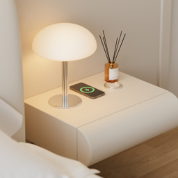 Humply Floating Smart Nightstand 1 Drawer Bedside Table in White Set of 2 - thumbnail 2