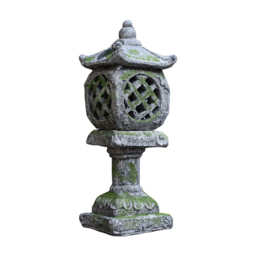 Outdoor Garden Japanese Solar Lantern Sculpture Concrete Gray Fiberglass Asian Decor - thumbnail 4