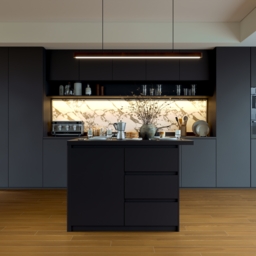 Modern 127 cm Matte Sintered Stone Kitchen Island with Storage, Black - thumbnail 6