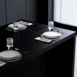 Modern 127 cm Matte Sintered Stone Kitchen Island with Storage, Black - thumbnail 8
