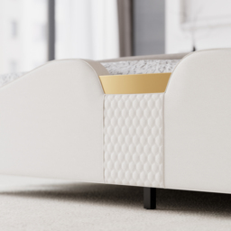 Super King Size Upholstered Bed Frame with Tufted Wingback Headboard - thumbnail 6