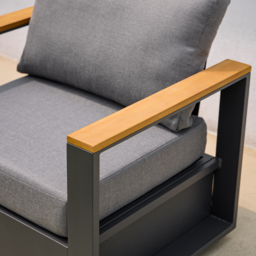 Tevara Teak & Aluminium Garden Swivel Chair Modern Yard & Patio Furniture in Grey Cushion Included - thumbnail 8