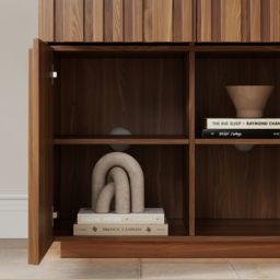 Aura 165 cm Ash Wood Slatted Walnut TV Stand with Sintered Stone Top - thumbnail 8