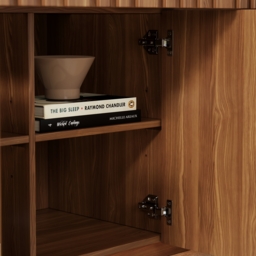 Aura 165 cm Ash Wood Slatted Walnut TV Stand with Sintered Stone Top - thumbnail 9