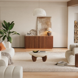 Aura 165 cm Ash Wood Slatted Walnut TV Stand with Sintered Stone Top - thumbnail 5