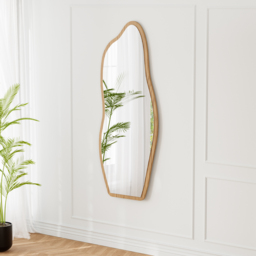 Freestanding Mirror with Wooden Frame in Dark Brown, Organic Shape, 160 cm High, Modern Style ???????? British English - thumbnail 2