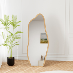 Freestanding Mirror with Wooden Frame in Dark Brown, Organic Shape, 160 cm High, Modern Style ???????? British English - thumbnail 5