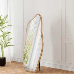 Freestanding Mirror with Wooden Frame in Dark Brown, Organic Shape, 160 cm High, Modern Style ???????? British English - thumbnail 6