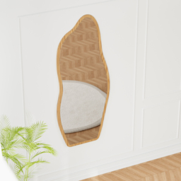 Freestanding Mirror with Wooden Frame in Dark Brown, Organic Shape, 160 cm High, Modern Style ???????? British English - thumbnail 3