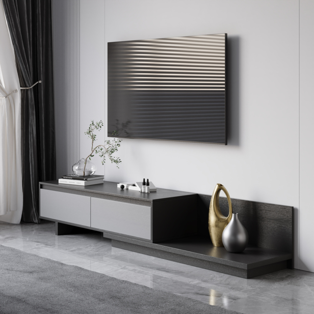 Fero Grey Extendable TV Stand with 2 Drawers(120 - 200 cm) - image 1