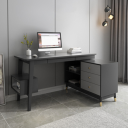 Ultic Gary L Shaped Home Office Desk Desk with Storage Drawers & Shelf Computer Desk (120 cm) - thumbnail 4
