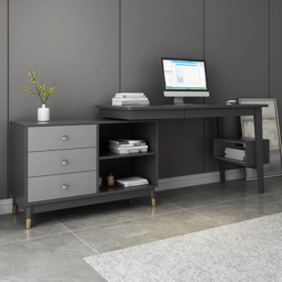 Ultic Gary L Shaped Home Office Desk Desk with Storage Drawers & Shelf Computer Desk (120 cm) - thumbnail 6
