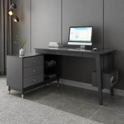 Ultic Gary L Shaped Home Office Desk Desk with Storage Drawers & Shelf Computer Desk (120 cm) - thumbnail 2