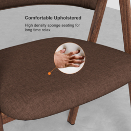 Set of 2 Linen Dining Chair Upholstered Curved Back Modern Brown Dining Room Chairs - thumbnail 9