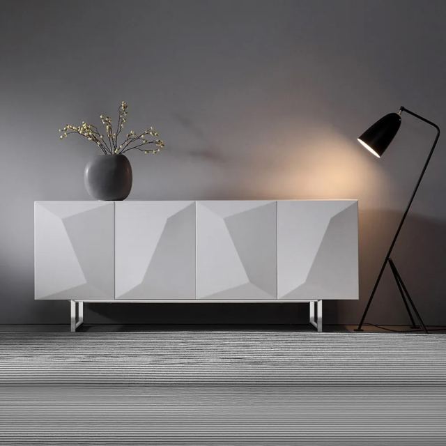 Modern 1800mm White Buffet Sideboard Kitchen Cabinet with 4 Doors Adjustable Shelves - image 1