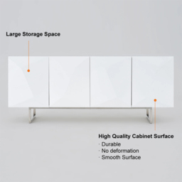 Modern 1800mm White Buffet Sideboard Kitchen Cabinet with 4 Doors Adjustable Shelves - thumbnail 3