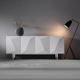 Modern 1800mm White Buffet Sideboard Kitchen Cabinet with 4 Doors Adjustable Shelves - thumbnail 1