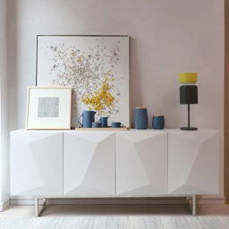 Modern 1800mm White Buffet Sideboard Kitchen Cabinet with 4 Doors Adjustable Shelves - thumbnail 2