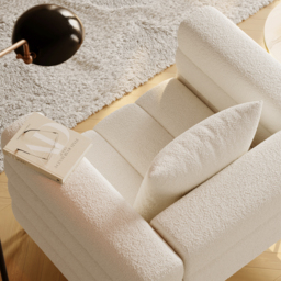 White Boucle Accent Chair Modern Modular Arm Chair - thumbnail 9