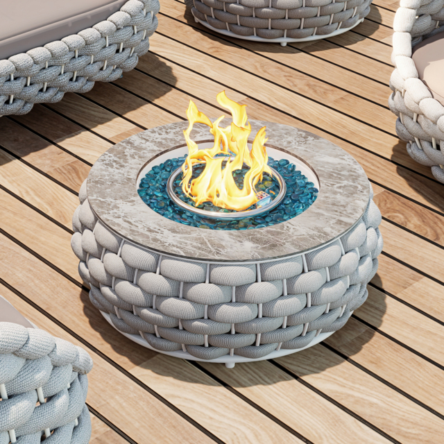 Smokeless Propane Outdoor Fire Pit Table Round Patio Furniture Firepit in Aluminium Alloy (350 cm High) - image 1