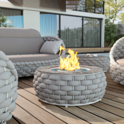 Smokeless Propane Outdoor Fire Pit Table Round Patio Furniture Firepit in Aluminium Alloy (350 cm High) - thumbnail 2