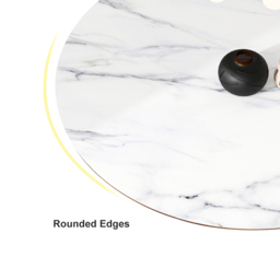Round Dining Table Sintered Stone Top Wooden Base for 6 Mid-Century Modern - thumbnail 6