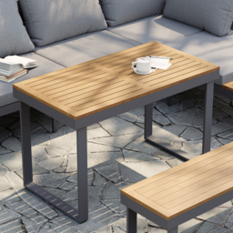 4 PCS Modular Outdoor  Acacia Sectional Sofa Set with Cushion and Side Table, 4 PCS Versatile L-Shaped Modular Sectional Sofa Set for Patio&Yard - thumbnail 6