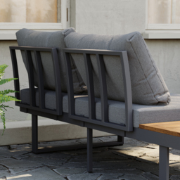 4 PCS Modular Outdoor  Acacia Sectional Sofa Set with Cushion and Side Table, 4 PCS Versatile L-Shaped Modular Sectional Sofa Set for Patio&Yard - thumbnail 8