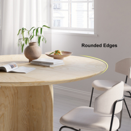 Round Dining Table Natural Solid Wood Tabletop Pedestal Base for 4 Modern - thumbnail 3