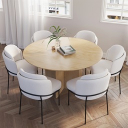 Round Dining Table Natural Solid Wood Tabletop Pedestal Base for 4 Modern - thumbnail 6