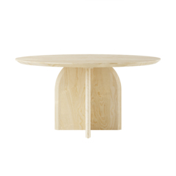 Round Dining Table Natural Solid Wood Tabletop Pedestal Base for 4 Modern - thumbnail 9