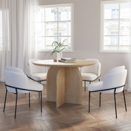 Round Dining Table Natural Solid Wood Tabletop Pedestal Base for 4 Modern - thumbnail 2