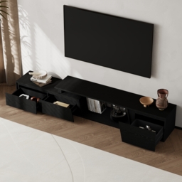 Fero Black Extendable TV Stand with 3 Drawers (1800 mm - 2800 mm) - thumbnail 4