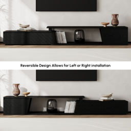 Fero Black Extendable TV Stand with 3 Drawers (1800 mm - 2800 mm) - thumbnail 6