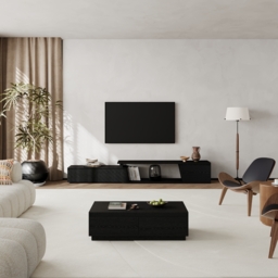 Fero Black Extendable TV Stand with 3 Drawers (1800 mm - 2800 mm) - thumbnail 5