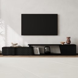 Fero Black Extendable TV Stand with 3 Drawers (1800 mm - 2800 mm) - thumbnail 2