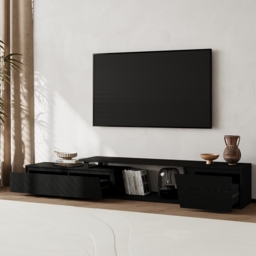 Fero Black Extendable TV Stand with 3 Drawers (1800 mm - 2800 mm) - thumbnail 3