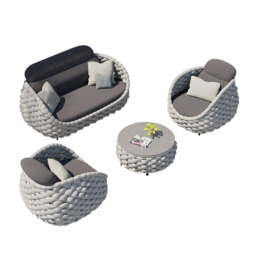 4 PCS Woven Rope garden Sectional Sofa Set Modern Yard & Patio Furniture for 4 Person in Gray Cushion & Pillow Included - thumbnail 7