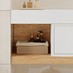 1000mm Modern Floating Bathroom Vanity Set With Single Basin Wall-Mount White & Natural - thumbnail 7