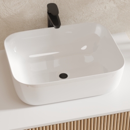 "32"" Fluted Freestanding Bathroom Vanity with Vessel Sink, 3-Drawers, Sintered Stone top" - thumbnail 6