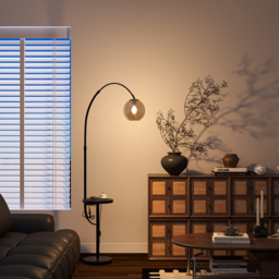 Modern Arc Floor Lamp with Shelf & Wireless Charger & USB Charging Port - thumbnail 6