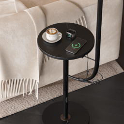 Modern Arc Floor Lamp with Shelf & Wireless Charger & USB Charging Port - thumbnail 7